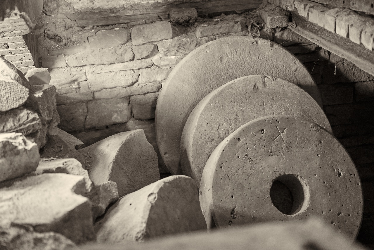 A number of ancient stone wheels