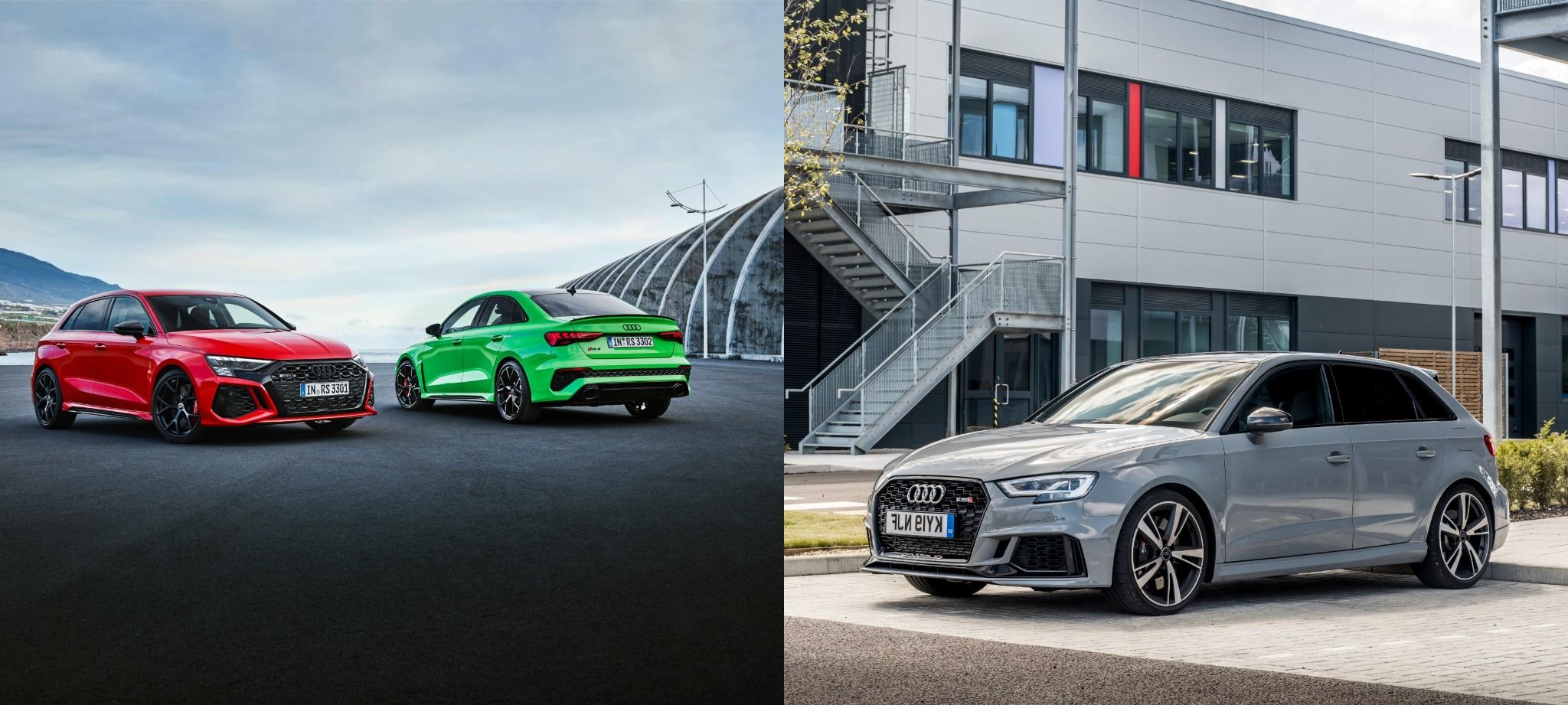 New and old audi rs3 collage